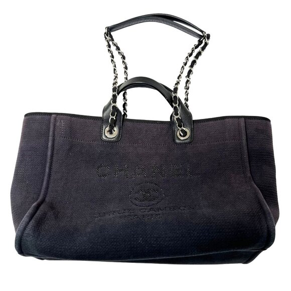 CHANEL Handbags - Chanel Deauville Medium Tote Bag in Navy